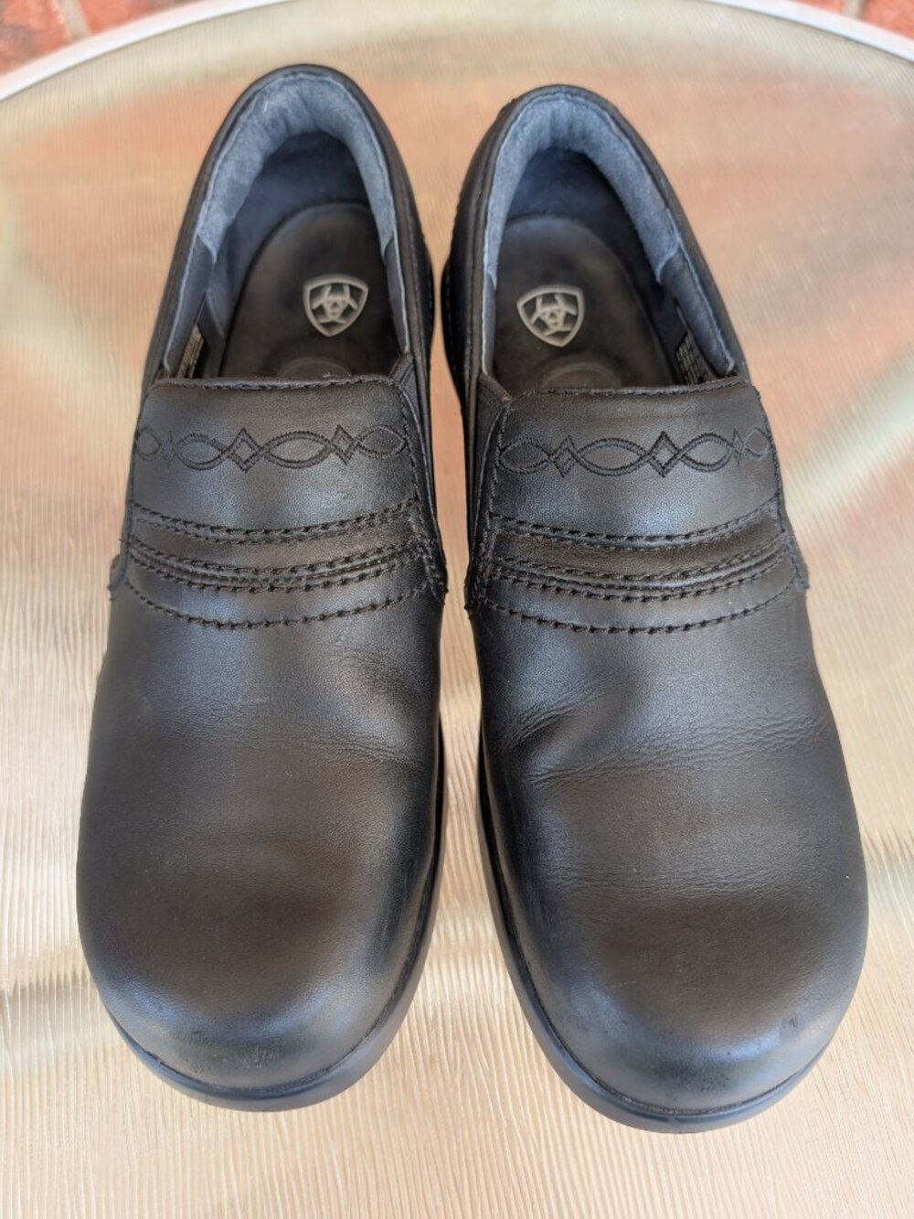 Women's ARIAT Black Leather Composite Toe Slip On Shoes Size 8 - Picture 5 of 11